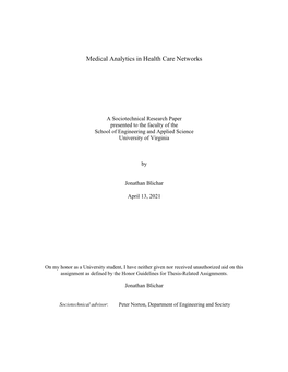 Medical Analytics in Health Care Networks