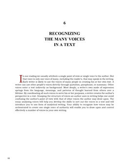 Chapter 6: Recognizing the Many Voices in a Text