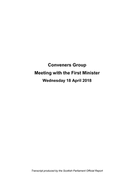 Conveners Group Meeting with the First Minister Wednesday 18 April 2018