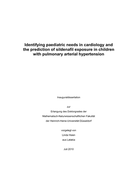 Identifying Paediatric Needs in Cardiology and the Prediction of Sildenafil Exposure in Children with Pulmonary Arterial Hypertension