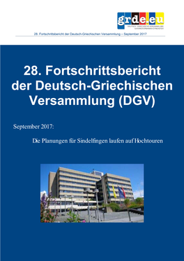 28. Fortschrittsbericht Der Deutsch-Griechischen Versammlung – September 2017