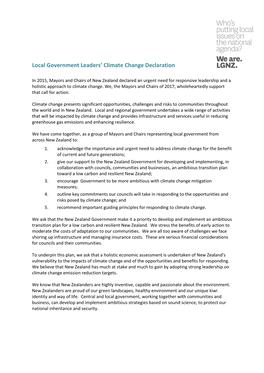 Local Government Leaders' Climate Change Declaration