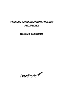 Versuch Einer Ethnographie Der Philippinen