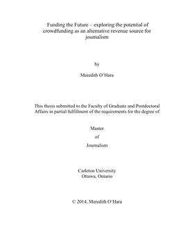 Funding the Future – Exploring the Potential of Crowdfunding As an Alternative Revenue Source for Journalism