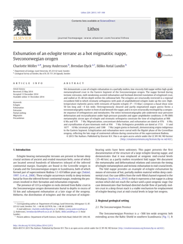 Exhumation of an Eclogite Terrane As a Hot Migmatitic Nappe, Sveconorwegian Orogen