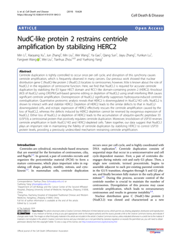 Nudc-Like Protein 2 Restrains Centriole Amplification by Stabilizing HERC2