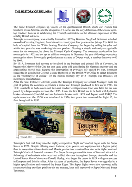 History of the Triumph Motor Company