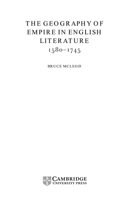 The Geography of Empire in English Literature –