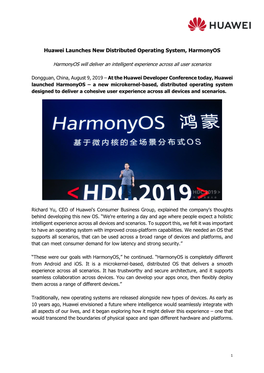 Huawei Launches New Distributed Operating System, Harmonyos