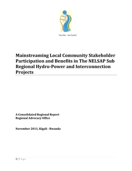 Mainstreaming Local Community Stakeholder Participation and Benefits in the NELSAP Sub Regional Hydro-Power and Interconnection Projects