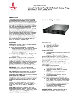 Iomega® Storcenter™ Px12-350R Network Storage Array, Server Class Series, 24TB, 36TB