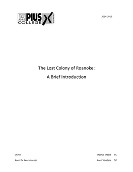 The Lost Colony of Roanoke