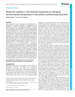 Seasonal Variation in the Thermal Responses to Changing Environmental Temperature in the World’S Northernmost Land Bird Andreas Nord1,*,‡ and Lars P