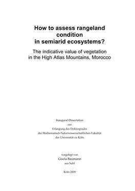 How to Assess Rangeland Condition in Semiarid Ecosystems?