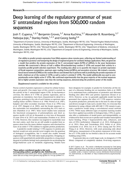 Deep Learning of the Regulatory Grammar of Yeast 5′ Untranslated Regions from 500,000 Random Sequences