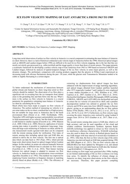 Ice Flow Velocity Mapping of East Antarctica from 1963 to 1989