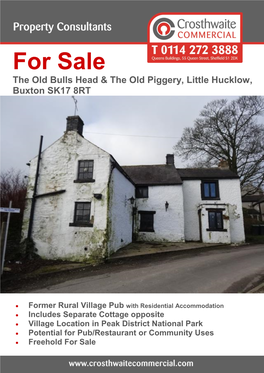 For Sale the Old Bulls Head & the Old Piggery, Little Hucklow, Buxton