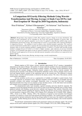 A Comparison of Gravity Filtering Methods Using Wavelet Transformation and Moving Average