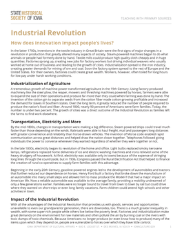 Industrial Revolution Teaching Guide