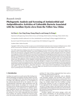 Phylogenetic Analysis and Screening of Antimicrobial And