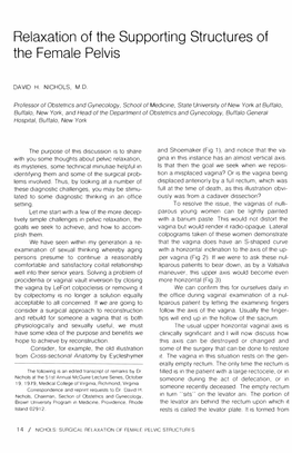 Relaxation of the Supporting Structures of the Female Pelvis