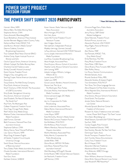 THE POWER SHIFT SUMMIT 2020 PARTICIPANTS * Power Shift Advisory Board Members