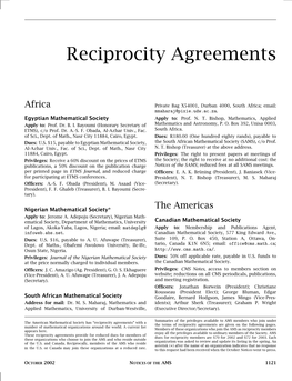 Reciprocity Agreements