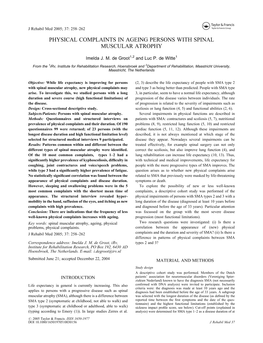 Physical Complaints in Ageing Persons with Spinal Muscular Atrophy