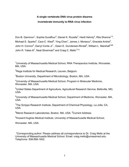 1 a Single Vertebrate DNA Virus Protein Disarms Invertebrate