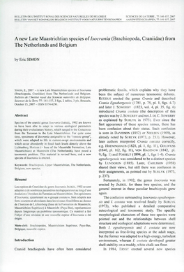 A New Late Maastrichtian Species of Isocrania (Brachiopoda, Craniidae) from the Netherlands and Belgium