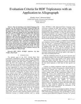 Evaluation Criteria for RDF Triplestores with an Application to Allegrograph