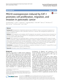 PEG10 Overexpression Induced by E2F-1 Promotes Cell Proliferation