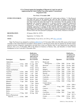 12. B) Protocol Against the Smuggling of Migrants by Land, Sea and Air, Supplementing the United Nations Convention Against Transnational Organized Crime