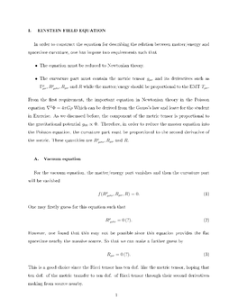 I. EINSTEIN FIELD EQUATION A. Vacuum Equation