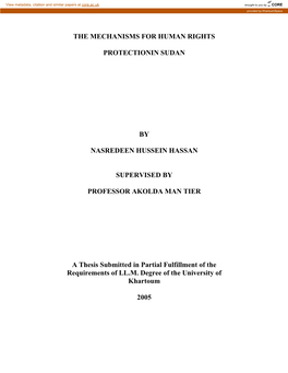 The Mechanisms for Human Rights Protectionin Sudan