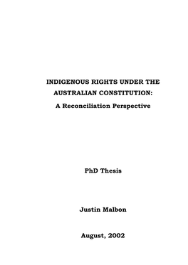 Indigenous Rights Under the Australian Constitution