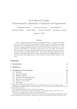 Cycle Bases in Graphs Characterization, Algorithms, Complexity, and Applications
