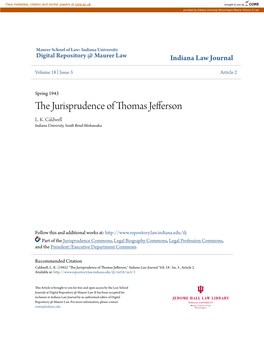 The Jurisprudence of Thomas Jefferson