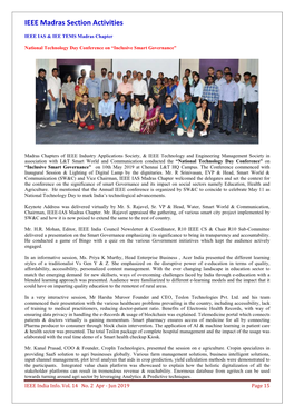 IEEE Madras Section Activities