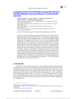 A Mapping Method for Distributive Mixing with Diffusion: Interplay Between Chaos and Diffusion in Time-Periodic Sine ﬂow Conor P