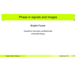 Phase in Signals and Images
