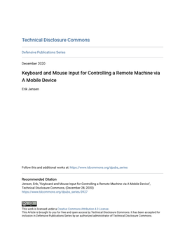 Keyboard and Mouse Input for Controlling a Remote Machine Via a Mobile Device