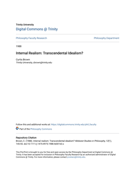 Internal Realism: Transcendental Idealism?