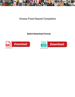 Omaxe Fixed Deposit Complaints