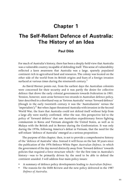 The Self-Reliant Defence of Australia: the History of an Idea