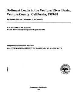 Sediment Loads in the Ventura River Basin, Ventura County, California, 1969-81