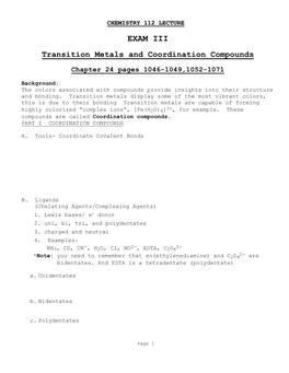 Transition Metals and Coordination Compounds