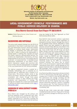 Local Government Councils' Performance and Public