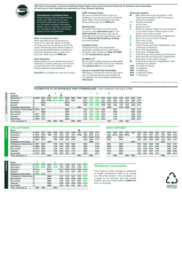 Weekend Timetables