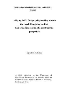 Lobbying in EU Foreign Policy-Making Towards the Israeli-Palestinian Conflict: Exploring the Potential of a Constructivist Perspective